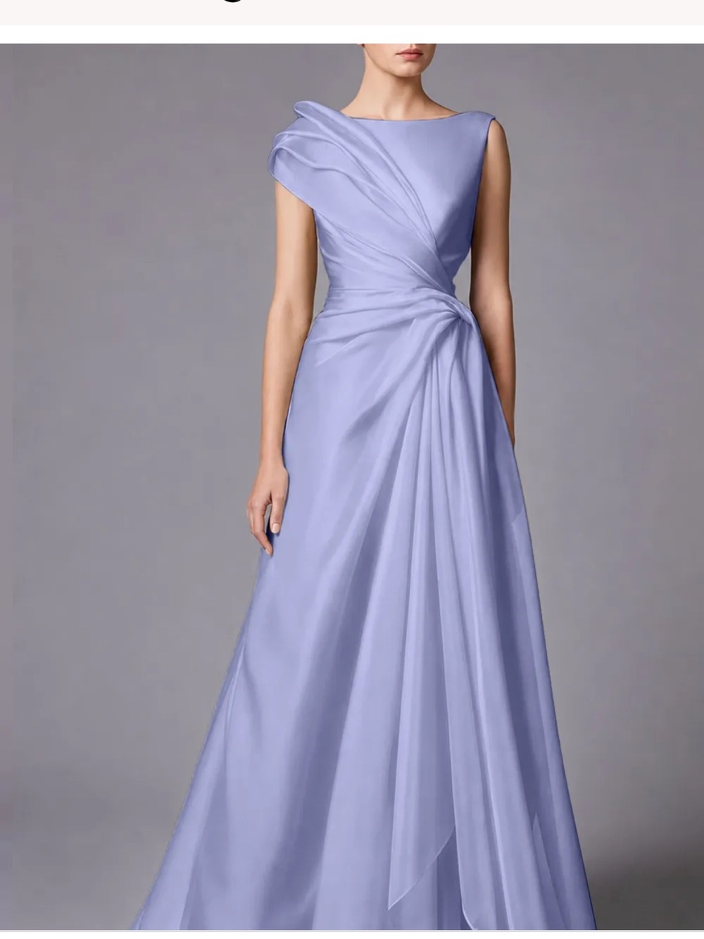 Sleeveless Lavender Maxi Gown with Draped Waist Detail